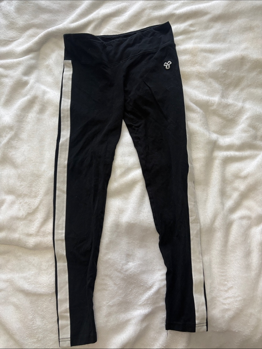 TNA Black Leggings with White Side Stripes